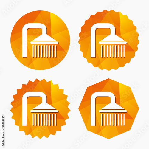 Shower sign icon. Douche with water drops symbol.