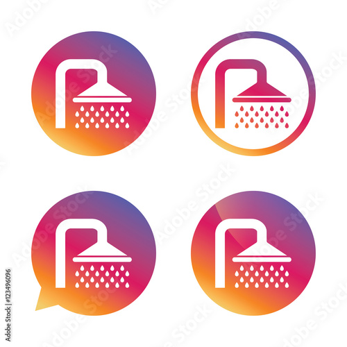 Shower sign icon. Douche with water drops symbol.