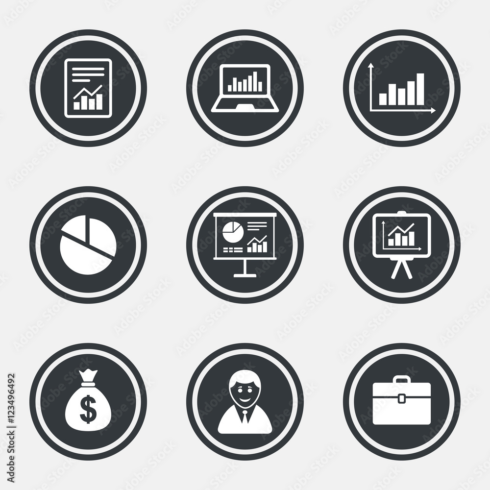 Statistics, accounting icons. Charts signs. Statistics, accounting icons. Charts signs.