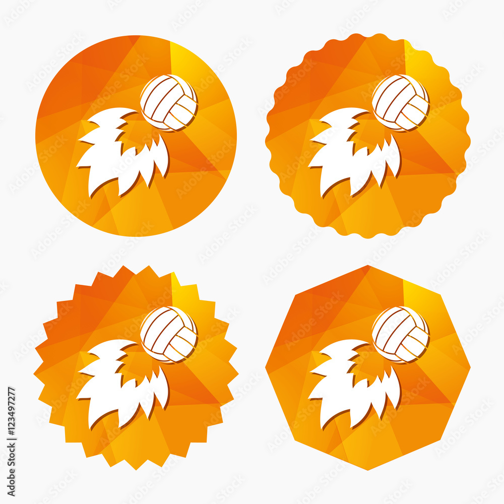 Volleyball fireball icon. Beach sport symbol.