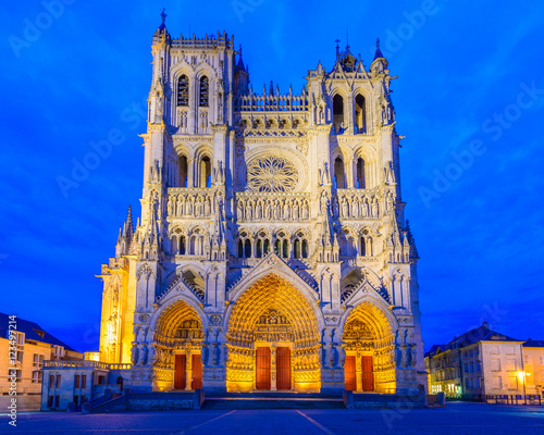 Notre-Dame of Amiens Cathedral. Vast, 13th-century Gothic edifice, famous for lavish decoration & carvings, with 2 unequal towers. photo