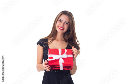Young woman holding a present