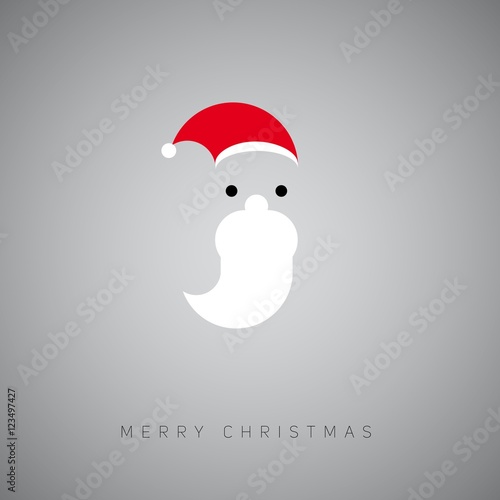 Santa face simple flat abstract symbol, Christmas card, vector s