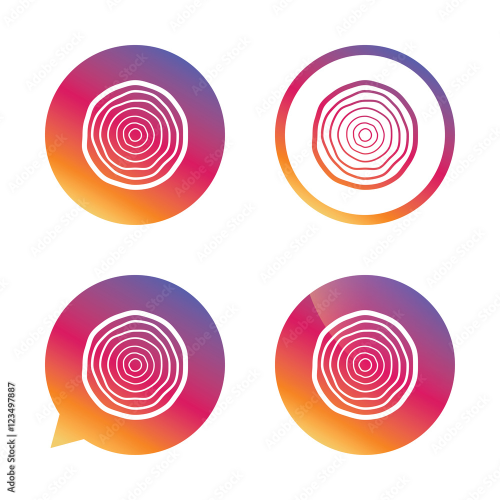 Wood sign icon. Tree growth rings. Wood sign icon. Tree growth rings.