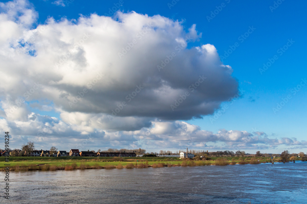 River view with dramatic clouds