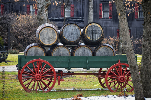 Bourbon barrels on wagon