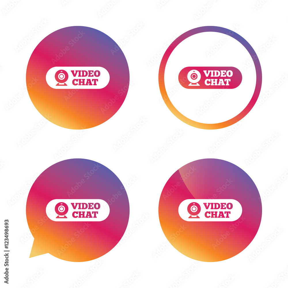Video chat sign icon. Webcam video talk. Video chat sign icon. Webcam video talk.