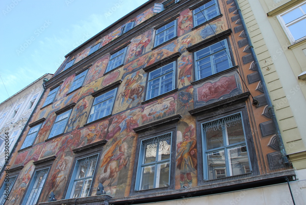 Graz Fassade Herzogshof Gemaltes Haus Herrengasse Graz Steiermark Freske Top 10 Fresken Gemälde Altstadt Kunst 
