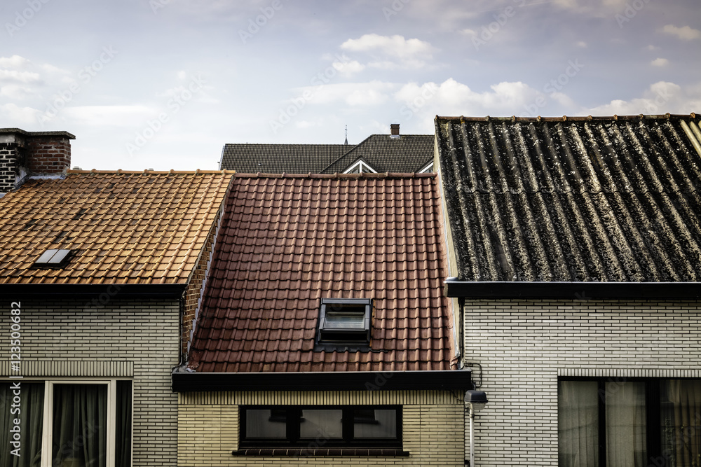 Roofs of an urban housing development in Europe Roofs of an urban housing development in Europe