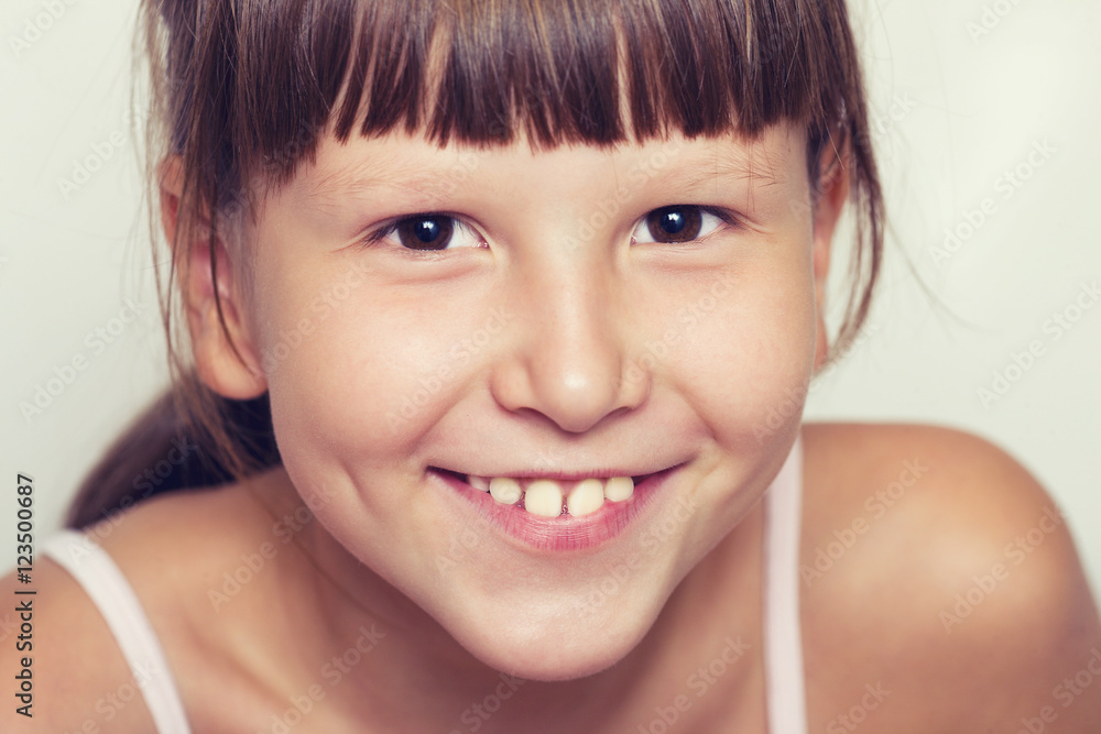 happy smiling girl wearing bangs happy smiling girl wearing bangs
