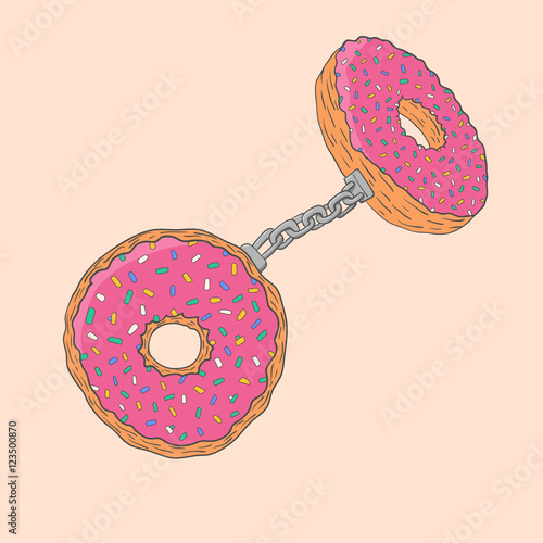 donuts handcuffs. harm and dependence on sugar