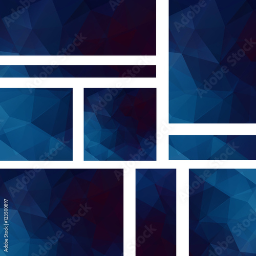 Set of banner templates with abstract background. Modern vector banners with polygonal background. Dark blue color