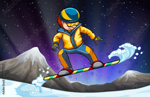 Man snowboarding on the hill