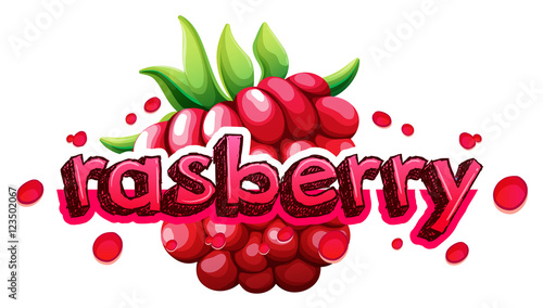 Font design with word rasberry