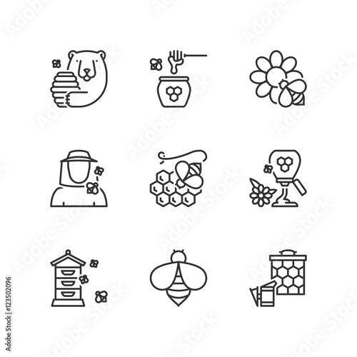 Line icons. Honey. Flat symbols