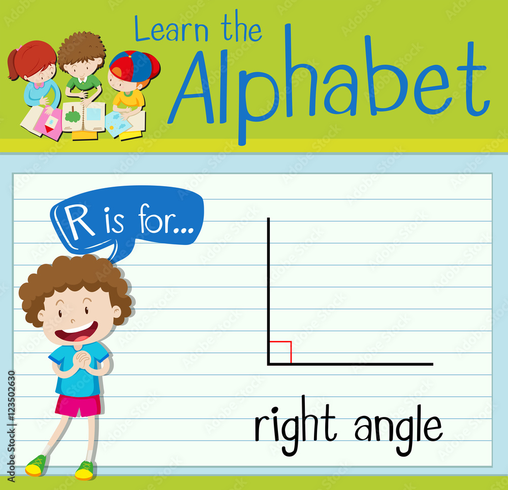 Flashcard letter R is for right angle Flashcard letter R is for right angle