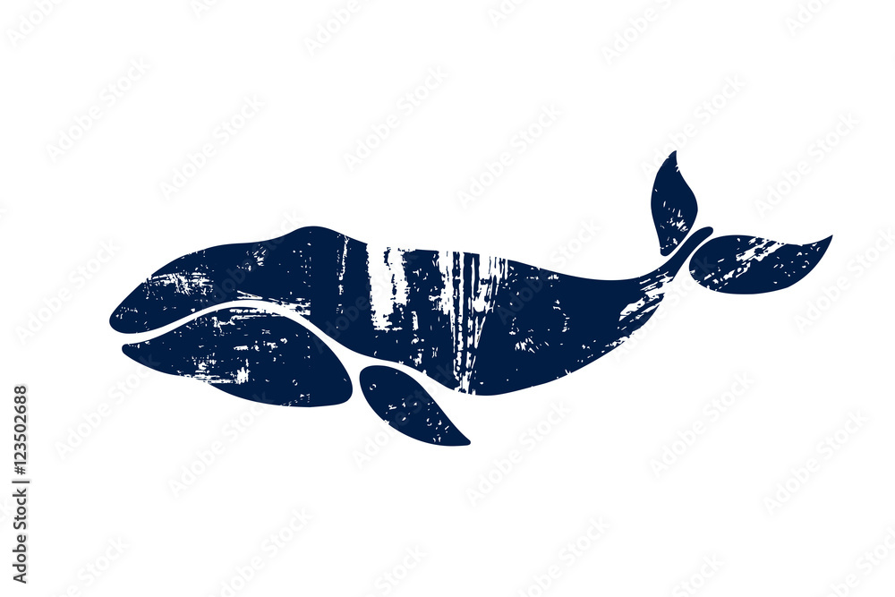 Obraz premium Bowhead Whale. Balaena mysticetus. Whale isolated on a light background. Logo for your design. Ink. Hand drawn.