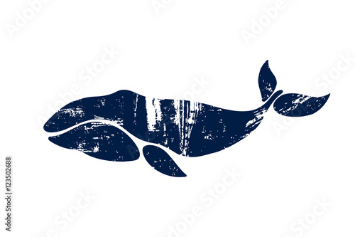 Bowhead Whale. Balaena mysticetus. Whale isolated on a light background. Logo for your design. Ink. Hand drawn.
