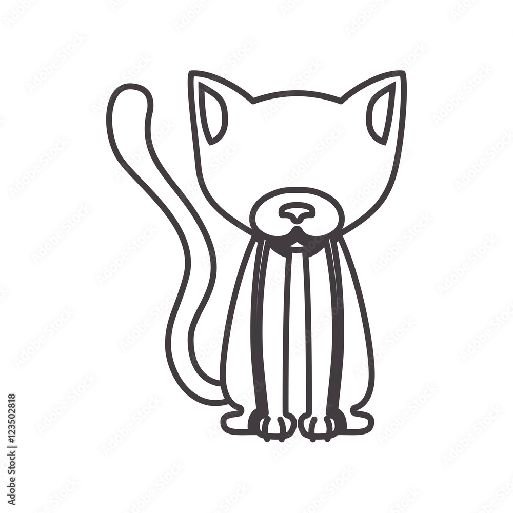 Obraz premium silhouette with cat domestic animal vector illustration