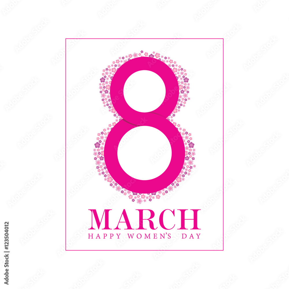 happy 8 march icon in pink illustration happy 8 march icon in pink illustration
