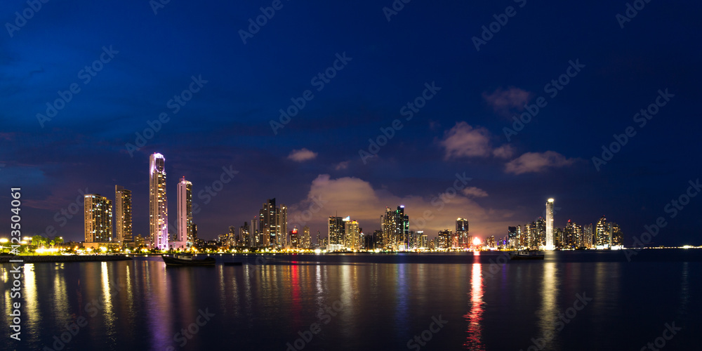 Night fall in Panama City, Panama