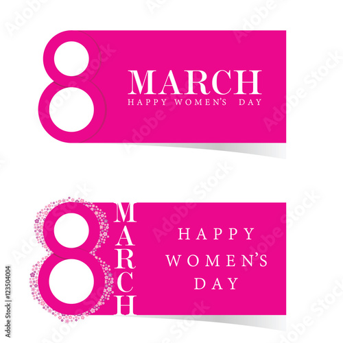 happy 8 march design icon in pink illustration