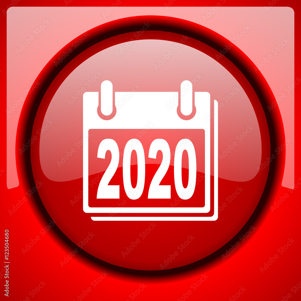 new year 2020 red icon plastic glossy button new year 2020 red icon plastic glossy button
