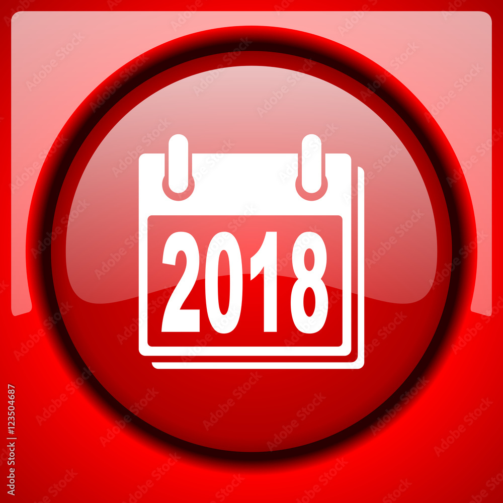 new year 2018 red icon plastic glossy button new year 2018 red icon plastic glossy button