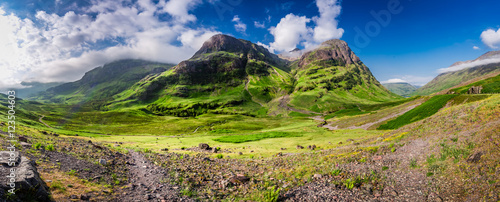 Breathtaking panorama of the mountains in Glencoe at sunrise, Scotland