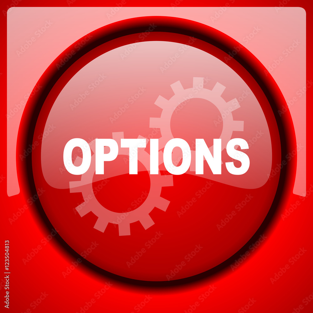 options red icon plastic glossy button