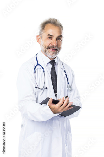 Adult qualified physician diagnostician, with a stethoscope