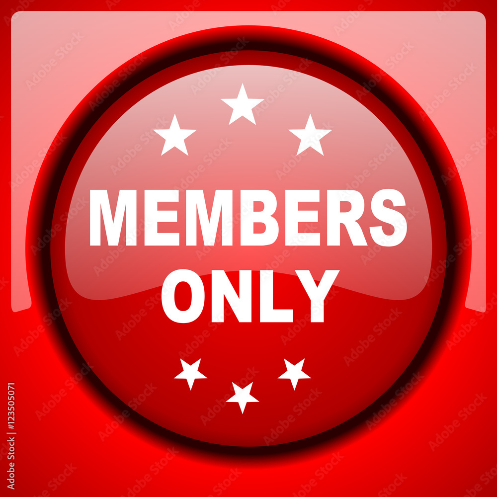 members only red icon plastic glossy button members only red icon plastic glossy button