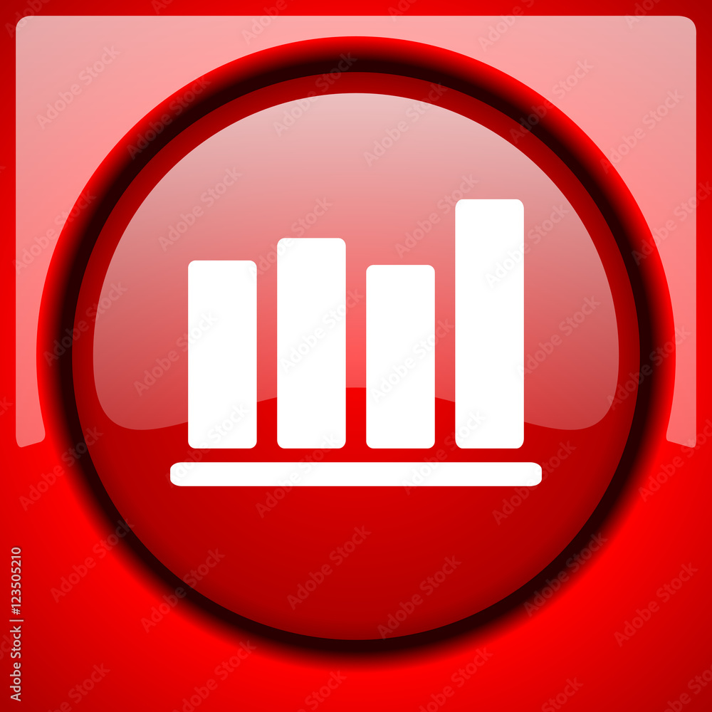 bar chart red icon plastic glossy button bar chart red icon plastic glossy button