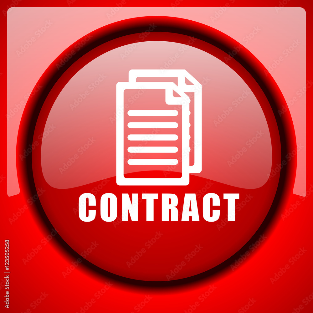 contract red icon plastic glossy button contract red icon plastic glossy button