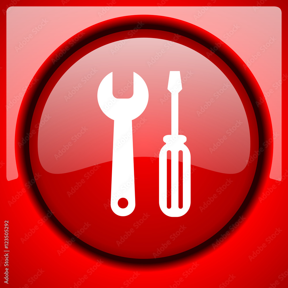tool red icon plastic glossy button tool red icon plastic glossy button