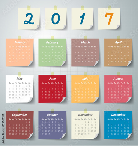2017 Modern calendar template .Vector/illustration.