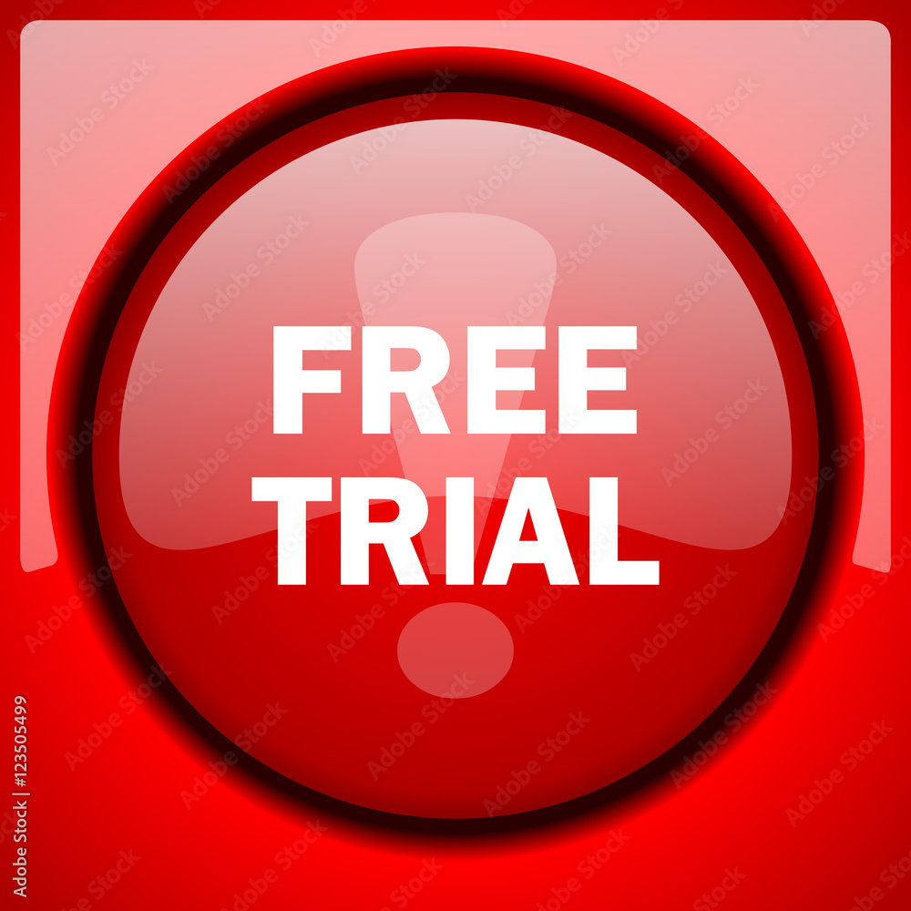 free trial red icon plastic glossy button free trial red icon plastic glossy button