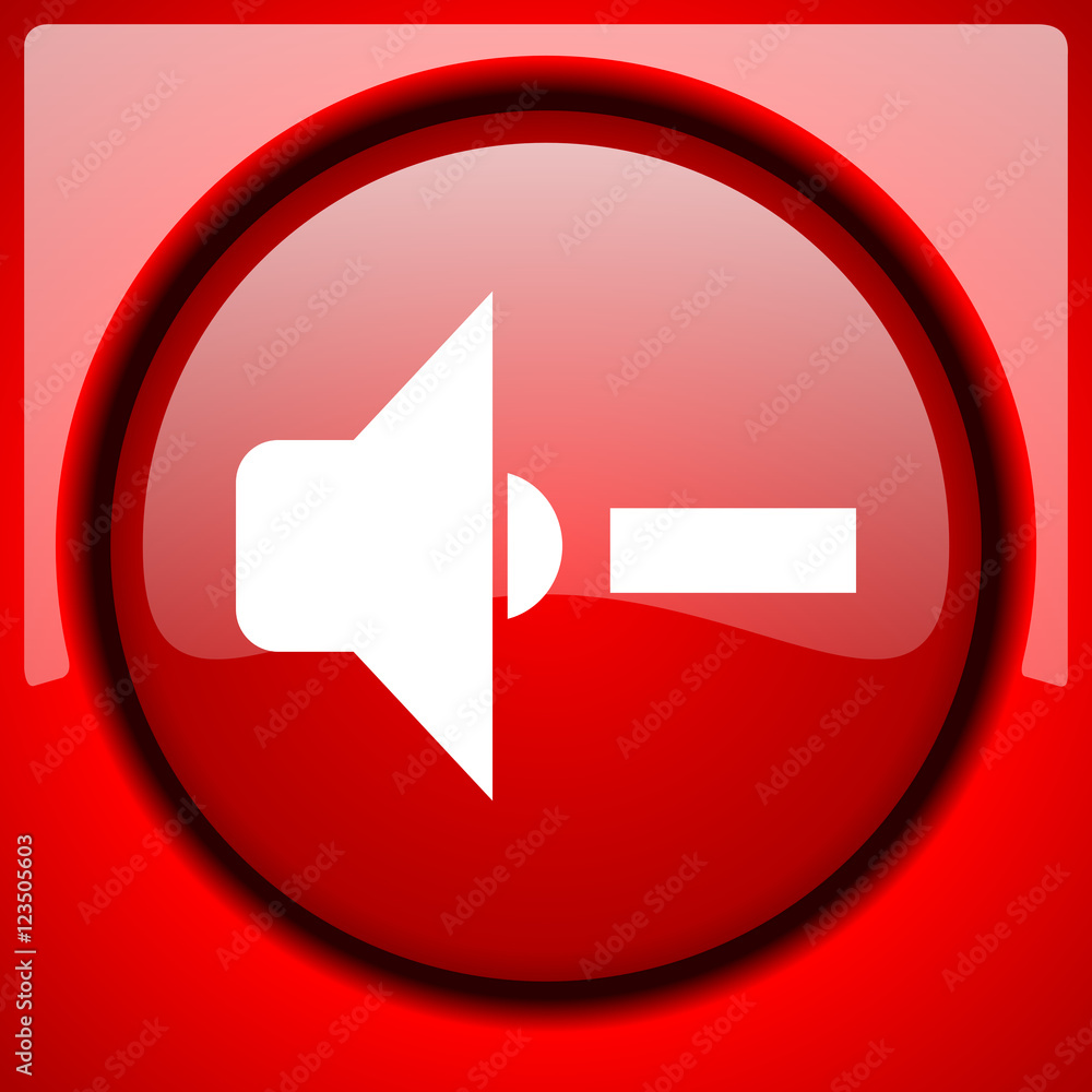 speaker volume red icon plastic glossy button speaker volume red icon plastic glossy button