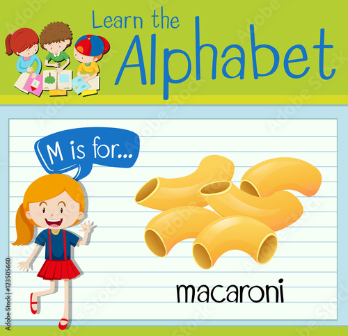 Flashcard letter M is for macaroni