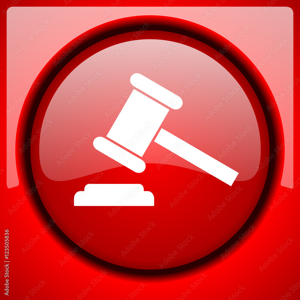 auction red icon plastic glossy button auction red icon plastic glossy button
