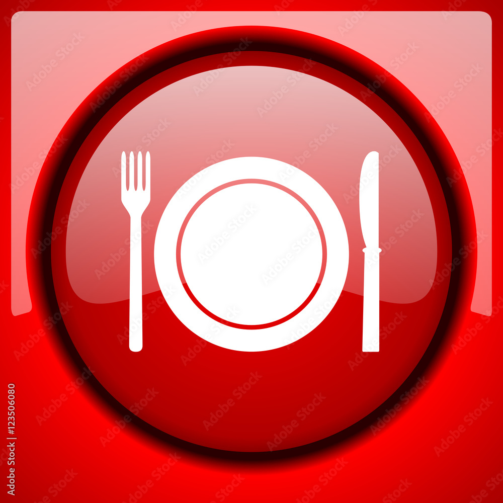 restaurant red icon plastic glossy button restaurant red icon plastic glossy button