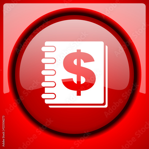 money red icon plastic glossy button