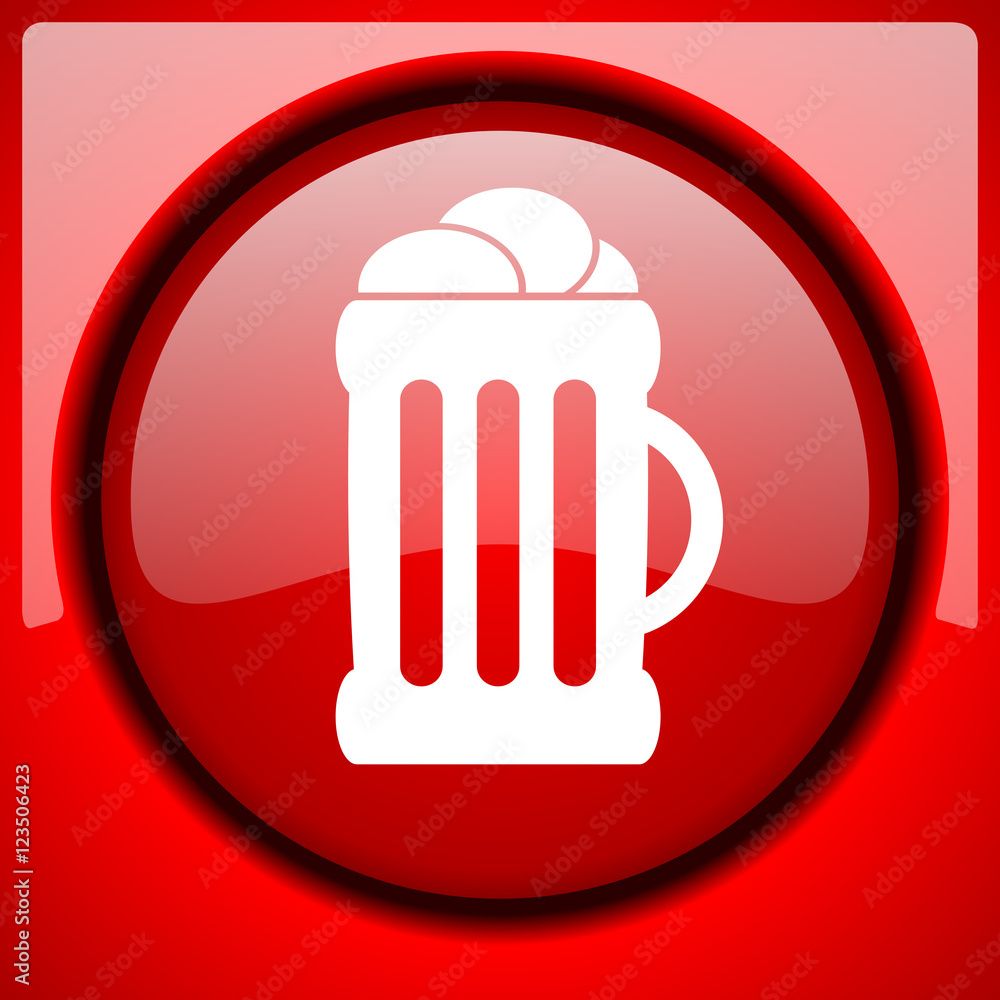 beer red icon plastic glossy button beer red icon plastic glossy button