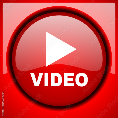 video red icon plastic glossy button