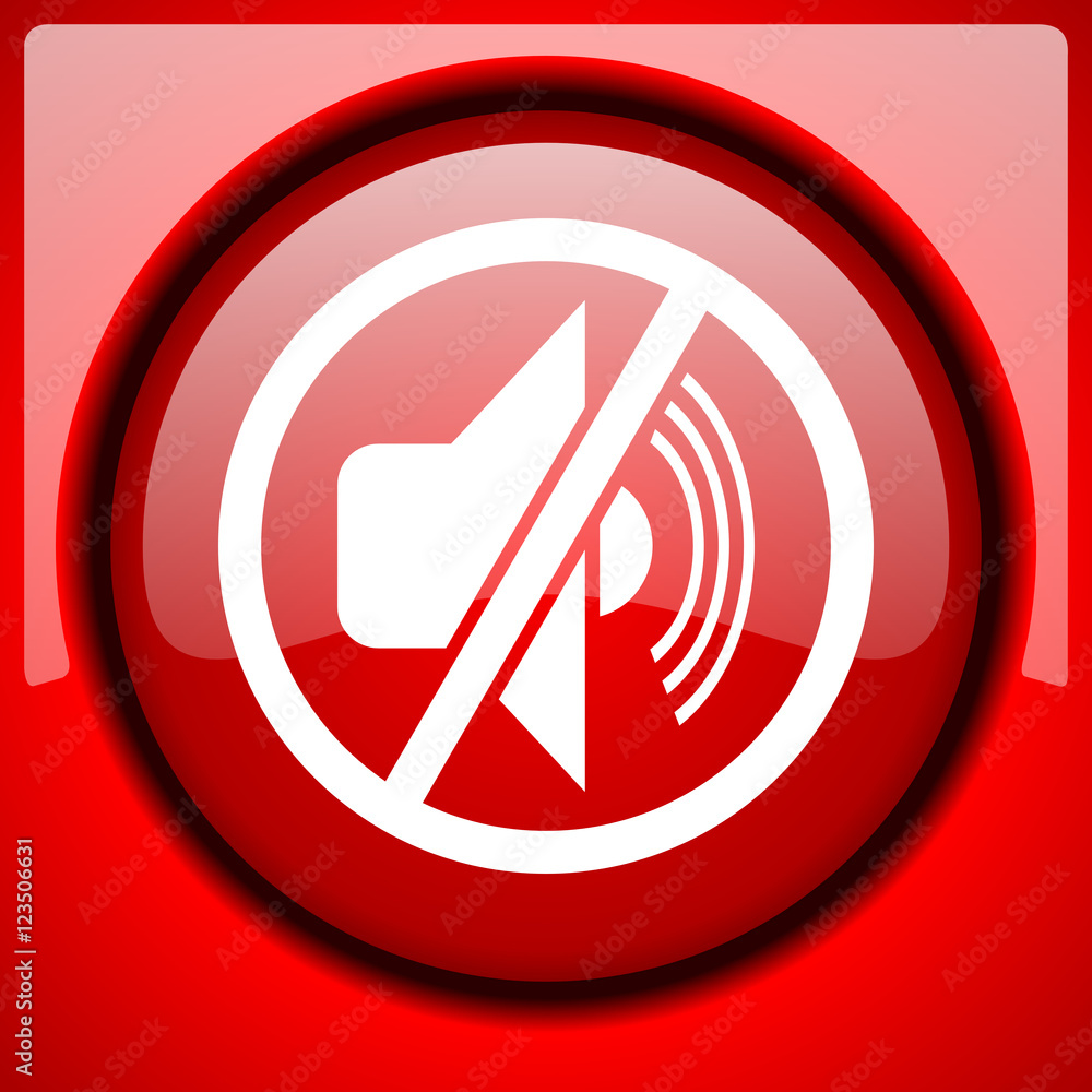 mute red icon plastic glossy button mute red icon plastic glossy button
