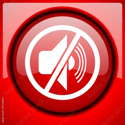 mute red icon plastic glossy button