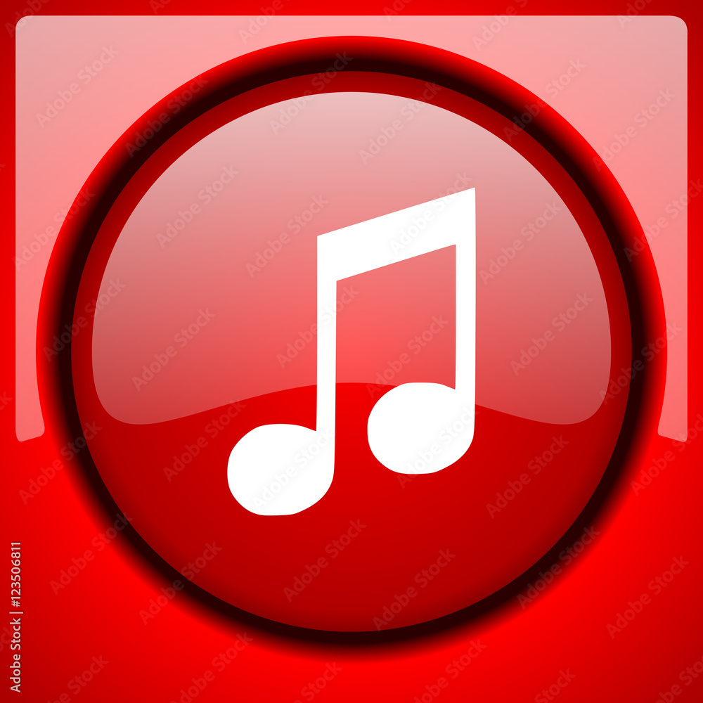 music red icon plastic glossy button music red icon plastic glossy button