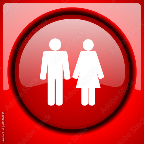 couple red icon plastic glossy button