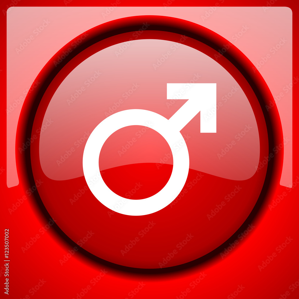 male red icon plastic glossy button male red icon plastic glossy button