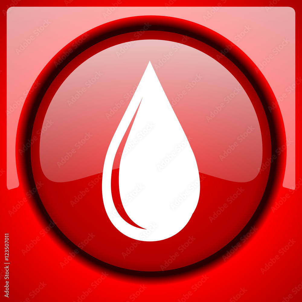 water drop red icon plastic glossy button water drop red icon plastic glossy button